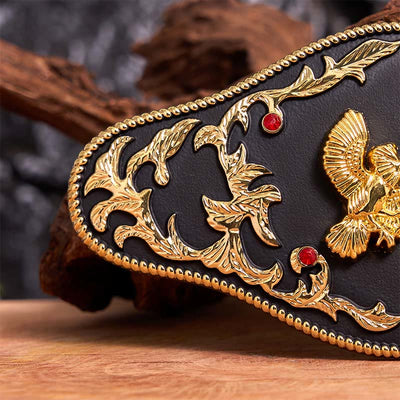 Black And Gold Eagles DIY Buckle Leather Belt