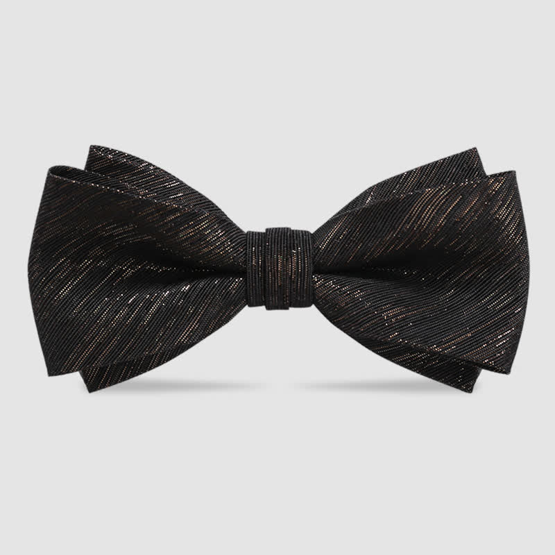 Men's Gold Striped Double Layered Bow Tie