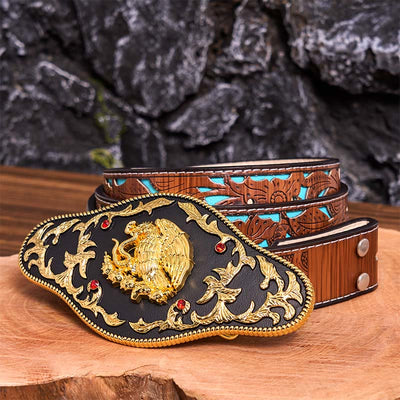Eagle Catching Snakes DIY Buckle Leather Belt