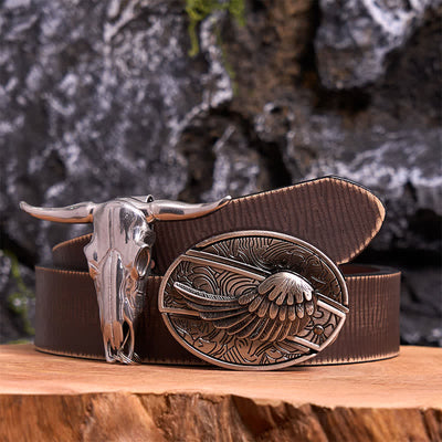 Angel Wing DIY Hidden Knife Belt Buckle Longhorn Bull Pendant Bundle Set