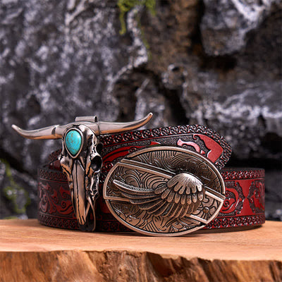 Angel Wing DIY Hidden Knife Belt Buckle Turquoise Longhorn Bull Pendant Bundle Set