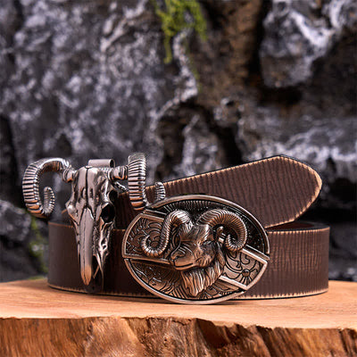 Goat DIY Hidden Knife Belt Buckle Skull Sheep Pendant Bundle Set