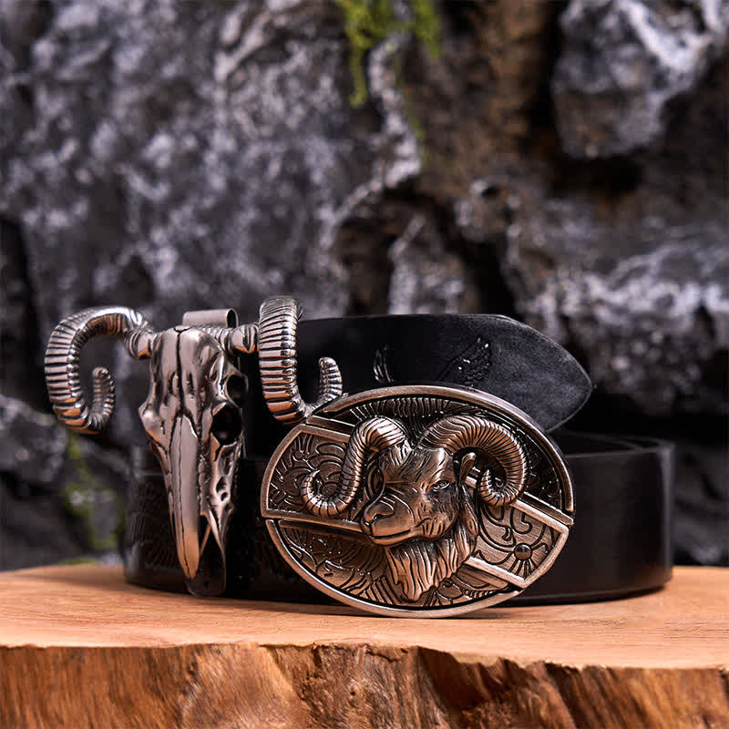 Goat DIY Hidden Knife Belt Buckle Skull Sheep Pendant Bundle Set