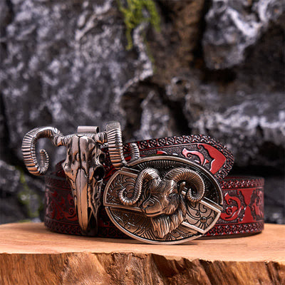 Goat DIY Hidden Knife Belt Buckle Skull Sheep Pendant Bundle Set