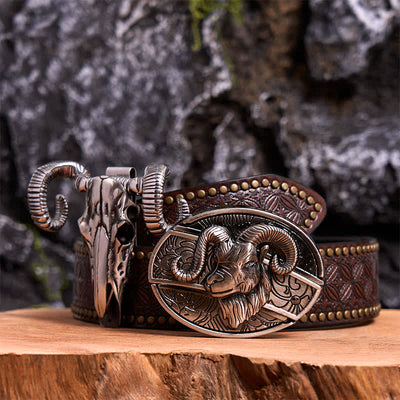 Goat DIY Hidden Knife Belt Buckle Skull Sheep Pendant Bundle Set