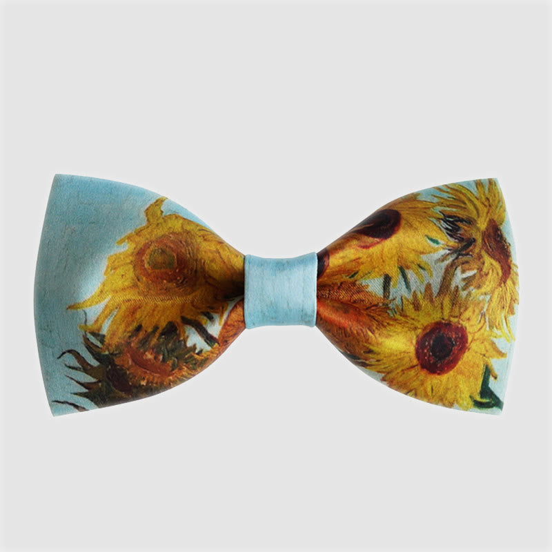 Men's Painting Sunflowers Vase Bow Tie
