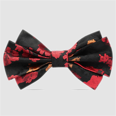 Men's Black & Red Falling Floral Bow Tie