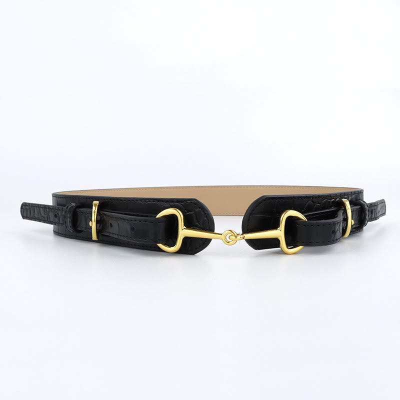 Vintage Crocodile Pattern Belt Snaffle Bit Belt