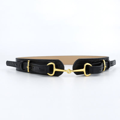 Vintage Crocodile Pattern Belt Snaffle Bit Belt