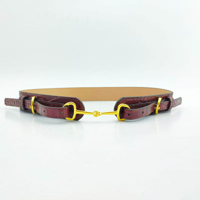 Vintage Crocodile Pattern Belt Snaffle Bit Belt