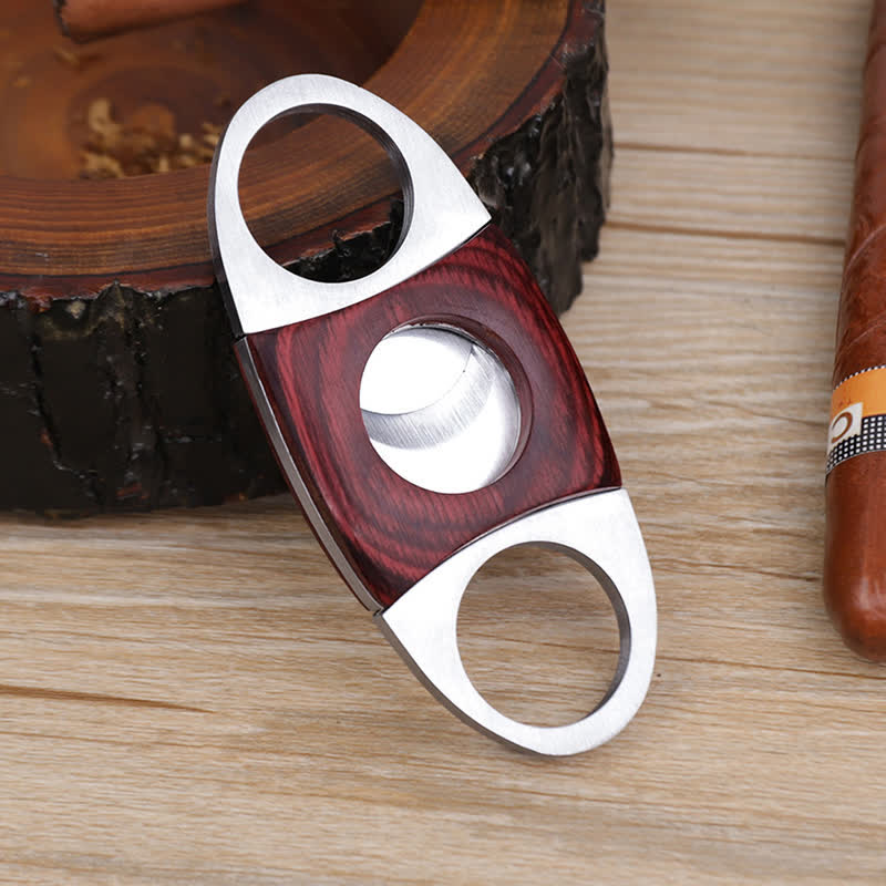 Red Wooden Double Guillotine Cigar Cutter