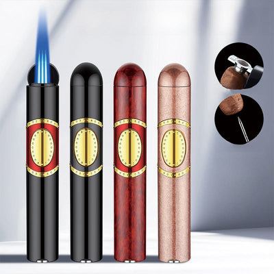 3 In 1 Triple Burner Lighter With Built-In Cigar Punch And Cigar Needle