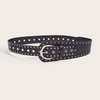 Punk Style Studded Belt Rivet Wide Leather Belt