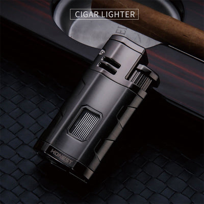 Portable Triple Burner Lighter With Cigar Cutter