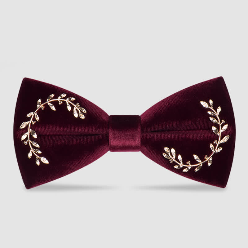 Men's Vine Leaves Velvet Bow Tie - Burgundy - image 2