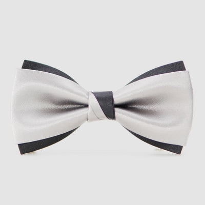 Men's Modern Black & Silver Double Layered Bow Tie