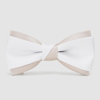 Men's Gentle Pink & White Double Layered Bow Tie