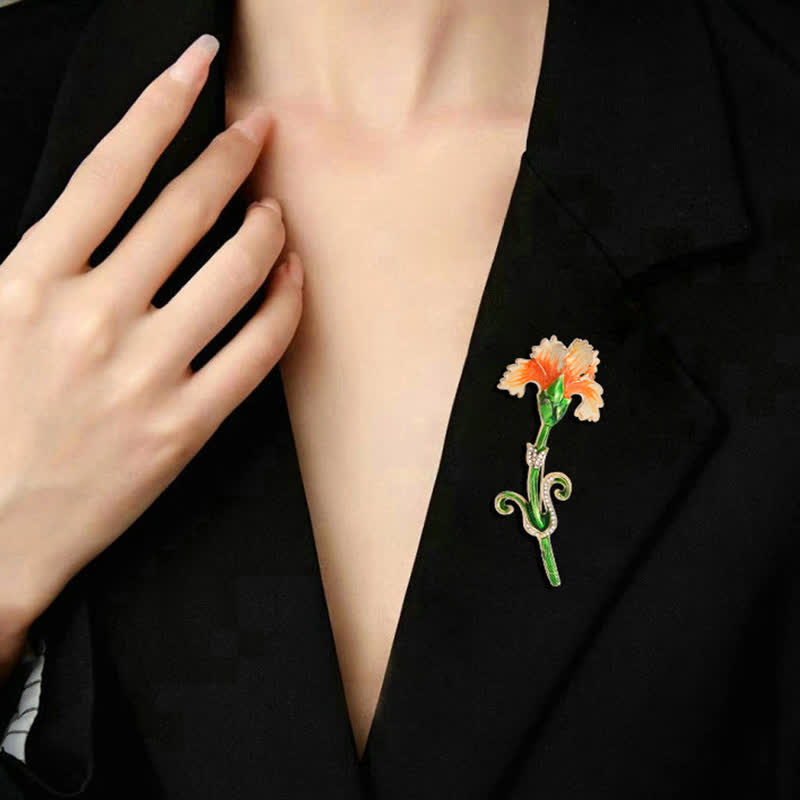 Women's Lovely Enameled Carnation Brooch