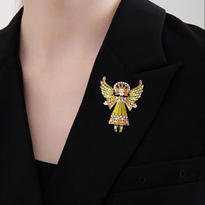 Women's Cute Colorful Enamel Angel Brooch