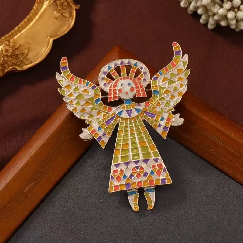 Women's Cute Colorful Enamel Angel Brooch