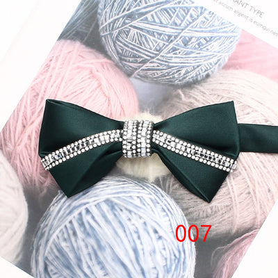Glitter Diamond Silk Satin Adjustable Strap Bow Tie