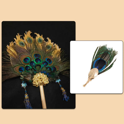 Unisex Artificial Blue Green Peacock Eye Feather Brooch