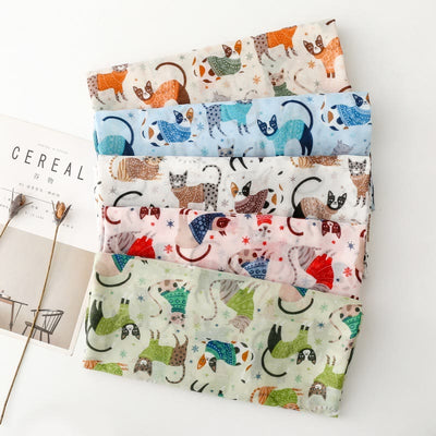 Women's Cat Kitten Printed Lightweight Thin Scarf