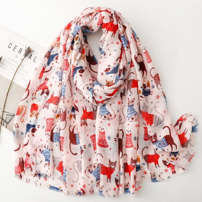 Women's Cat Kitten Printed Lightweight Thin Scarf