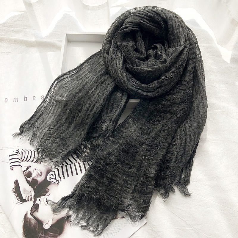 Women's Retro Solid Color Lightweight Shawl Thin Scarf