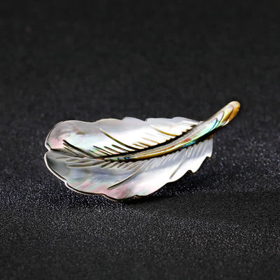 Unisex Natural Abalone Shell Feather Shape Brooch