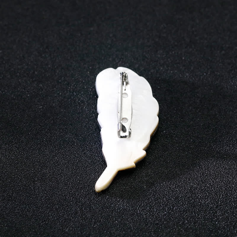 Unisex Natural Abalone Shell Feather Shape Brooch