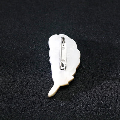 Unisex Natural Abalone Shell Feather Shape Brooch