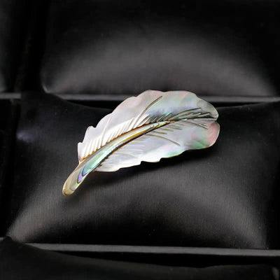 Unisex Natural Abalone Shell Feather Shape Brooch
