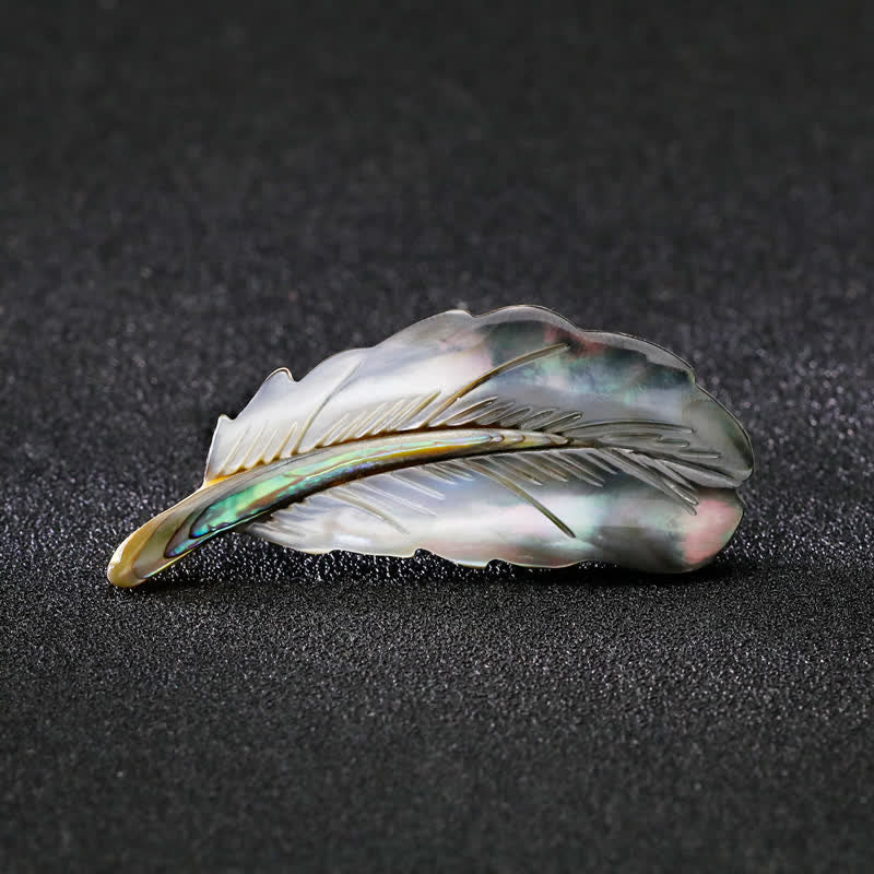 Unisex Natural Abalone Shell Feather Shape Brooch