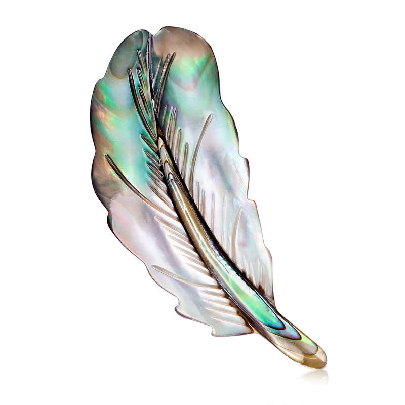 Unisex Natural Abalone Shell Feather Shape Brooch