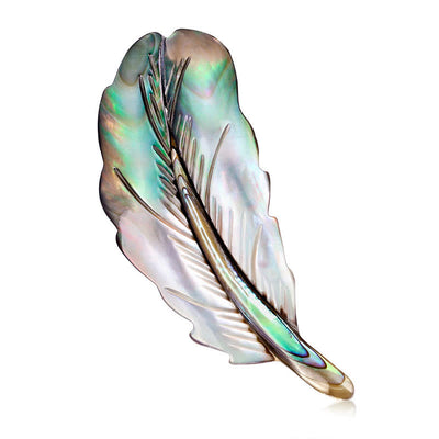 Unisex Natural Abalone Shell Feather Shape Brooch