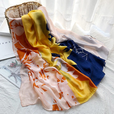 Women's Summer Beach Printed Lightweight Shawl Thin Scarf