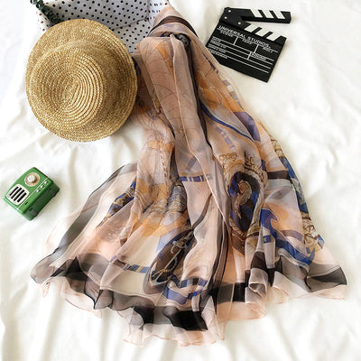 Women's Summer Beach Printed Lightweight Shawl Thin Scarf