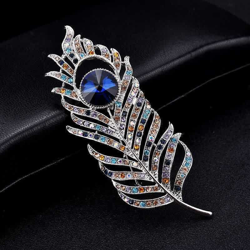 Unisex Colorful Rhinestone Phoenix Feather Shape Brooch