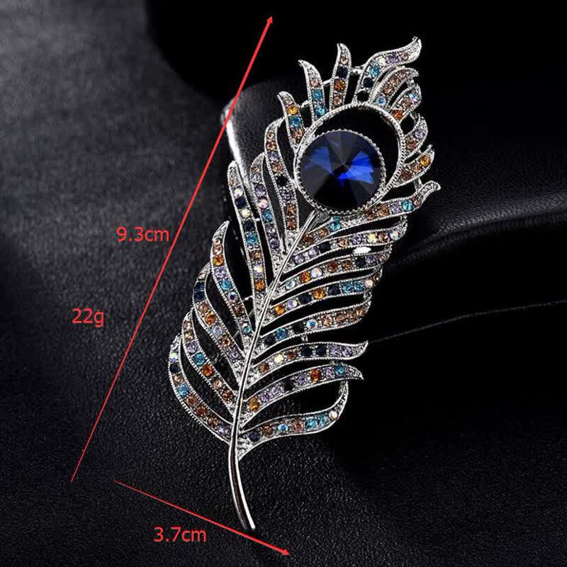 Unisex Colorful Rhinestone Phoenix Feather Shape Brooch