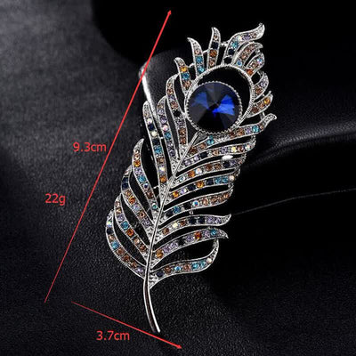 Unisex Colorful Rhinestone Phoenix Feather Shape Brooch