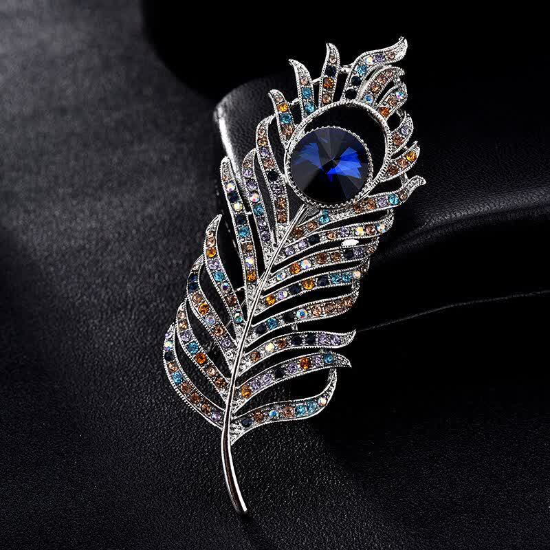 Unisex Colorful Rhinestone Phoenix Feather Shape Brooch