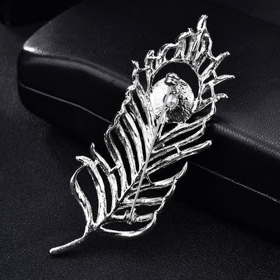Unisex Colorful Rhinestone Phoenix Feather Shape Brooch