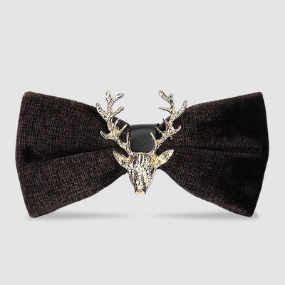 Men's Reindeer Head Velvet Bow Tie
