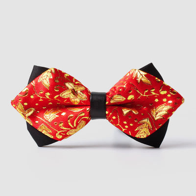 Men's Gold Hue Paisley Pointed Bow Tie