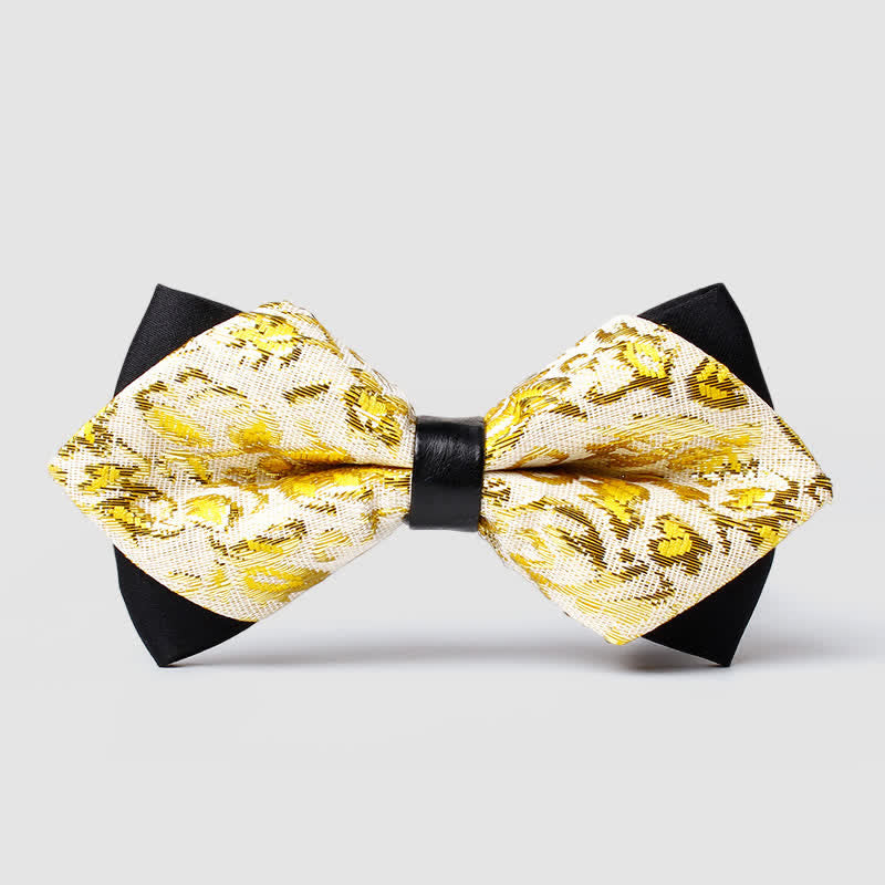 Men's Gold Hue Paisley Pointed Bow Tie