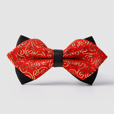 Men's Gold Hue Paisley Pointed Bow Tie