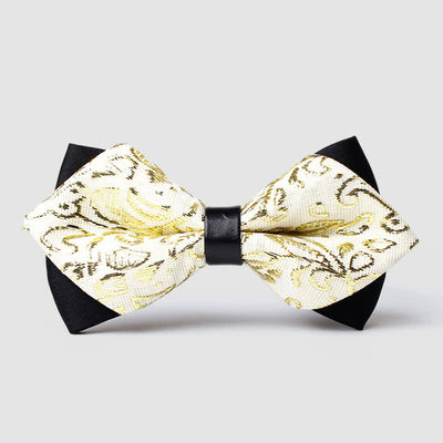 Men's Gold Hue Paisley Pointed Bow Tie
