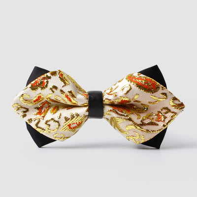 Men's Gold Hue Paisley Pointed Bow Tie