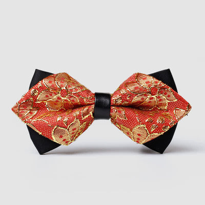 Men's Gold Hue Paisley Pointed Bow Tie